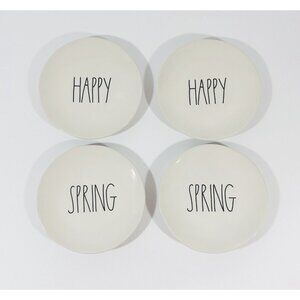 Rae Dunn by Magenta HAPPY SPRING Appetizer Dessert Snack Plates 6” Set Of 4 Farm